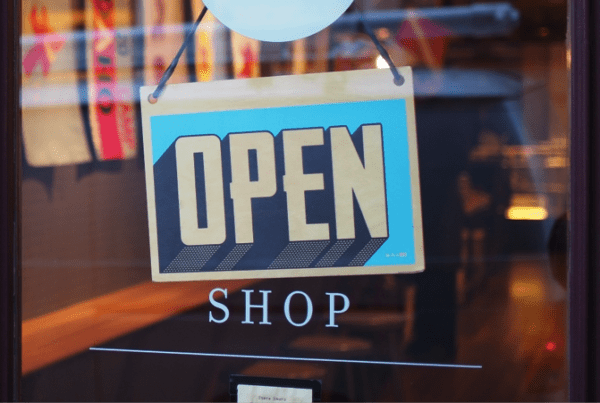 Open sign on a shop door